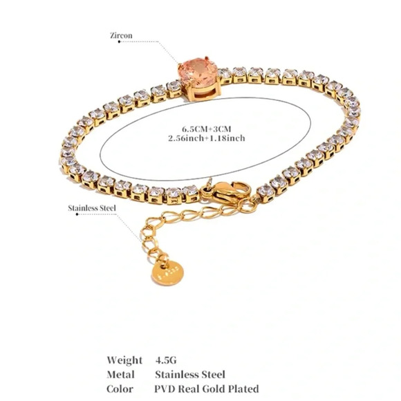 Diana Blue Diamond Crystal Stainless Steel Waterproof Tennis Bracelet - Picture 5 of 5